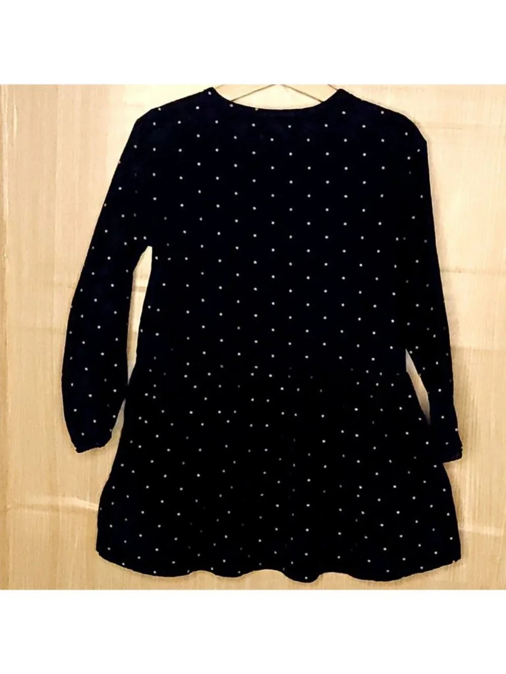 Old Navy Girls Navy Blue White Polka-dot Corduroy Long Sleeve Dress 5T